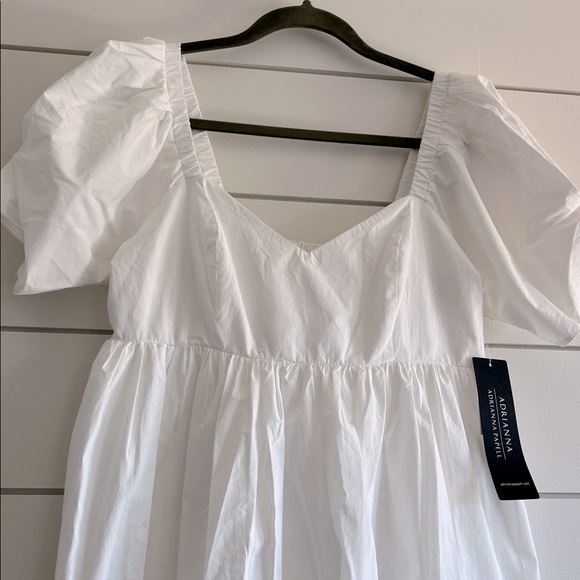 Adrianna Papell White Mini Eyelet Dress with Puff Sleeves NEW - Picture 4 of 7